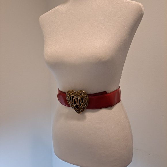 Moschino Women\'s Red Heart Love Leather Belt Size 40 / S main image 13